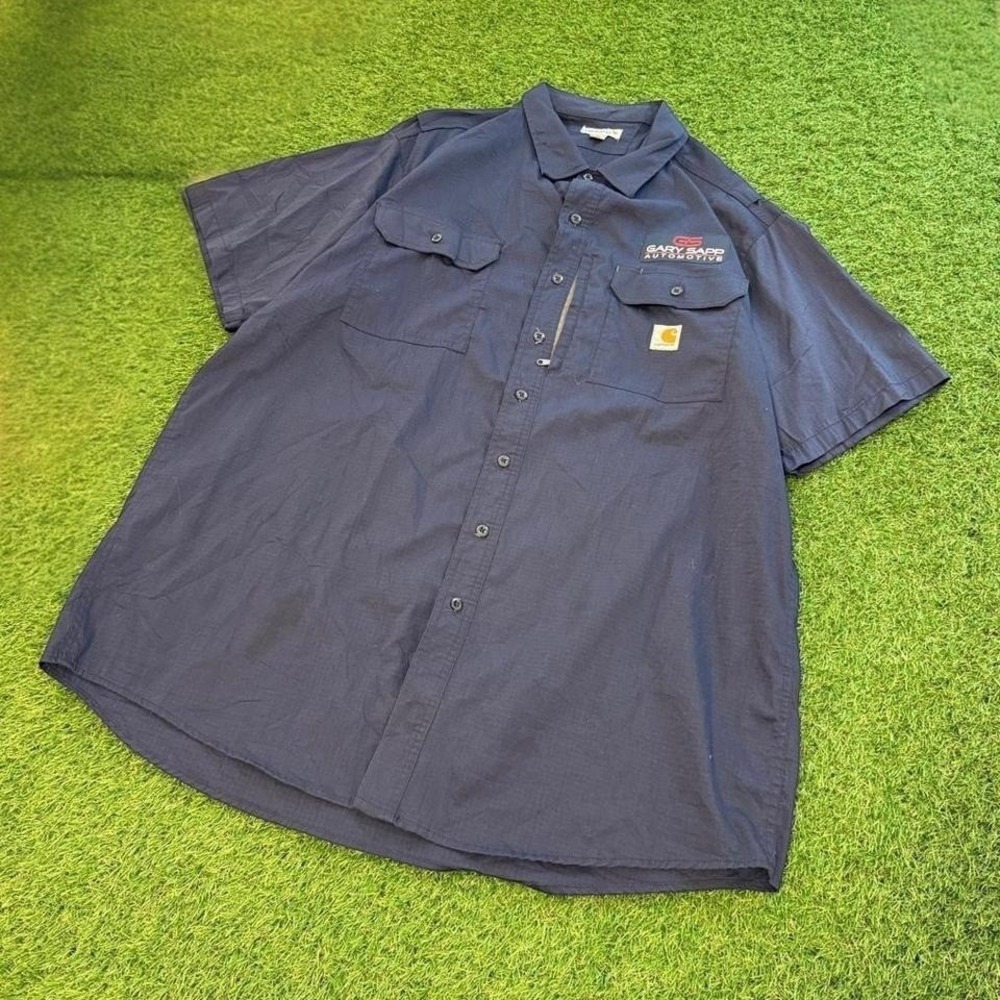 Carhartt Garry Sapp Automotive navy blue button up 2XL